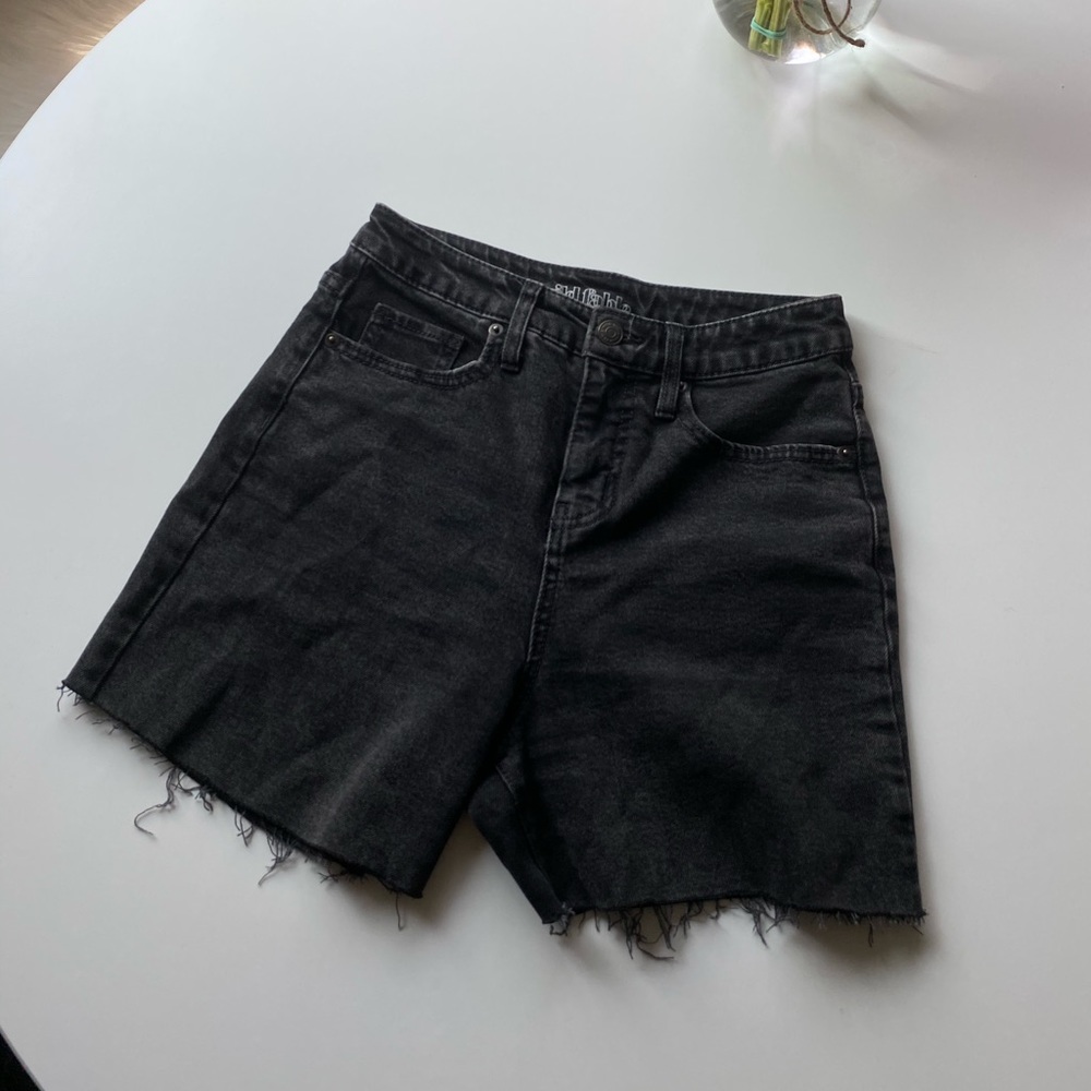 Grey Wash Mom Shorts